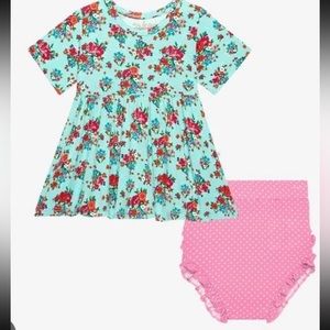 NWT posh peanut Adelina short sleeve peplum ruffled bummie set 3-6 months